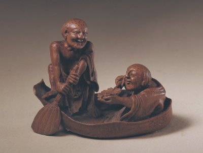 图片[1]-Zhu Sansong’s bamboo carving and the combination of two immortals-China Archive